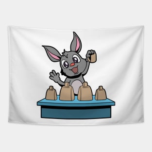 Cartoon bunny playing cowbells Tapestry