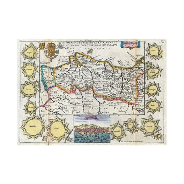 Vintage Map of Portugal (1747) by Bravuramedia