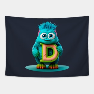 Adorable Kids Monster Alphabet Letter D Funny Back to School Tapestry