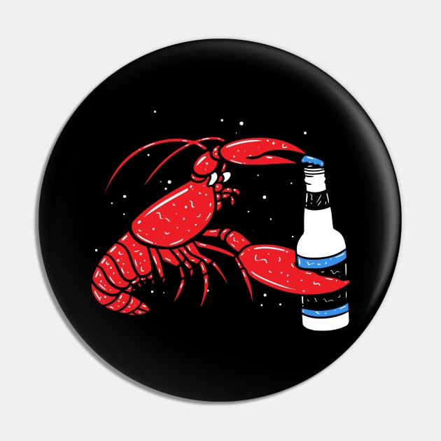 Lobster Drinking Beer Pin by maxdax