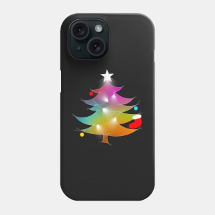 Colorful Rainbow Christmas Tree With Bright Christmas Lights Phone Case