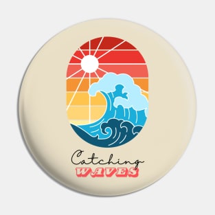 Catching Waves Surfer Surfing Summer Beach Pin