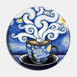 Cappuccino lover starry night Van Gogh Pin