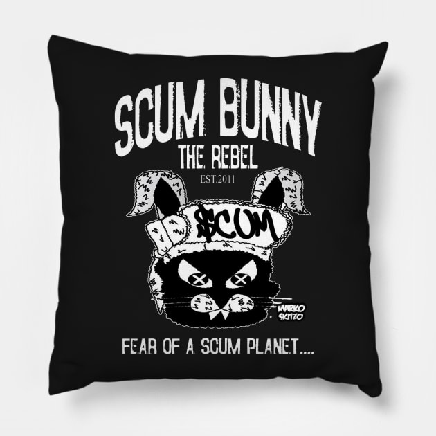 Marko Skitzo X Scum Bunny: Fear Of A Scum Planet Pillow by MarkoSkitzo