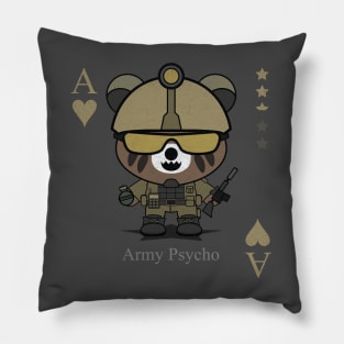 Army Psycho Evil bear holding gun cute scary cool Halloween card Nightmare Pillow