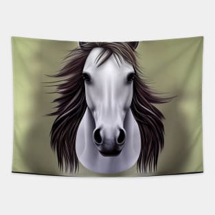 Horse's head, white with a dark flowing mane Tapestry