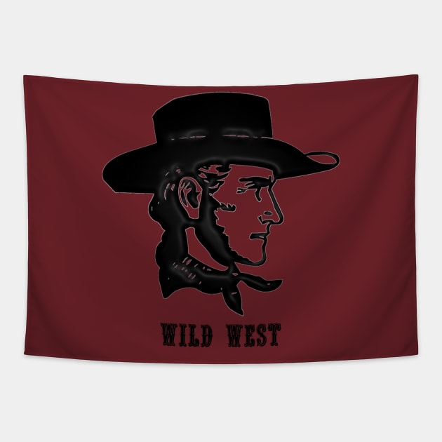 Western Era - Wild West Cowboy with Hat Tapestry by The Black Panther