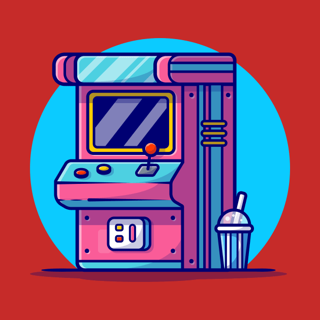 Arcade Machine With Soda Cartoon Vector Icon Illustration by Catalyst Labs