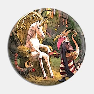 watercolor dragon priest brings apples for Unicorn Pin