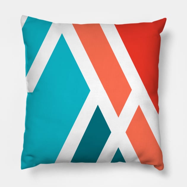 Modern geometric pattern blue orange Pillow by carolsalazar