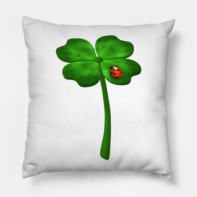 cloverleaf with ladybird Pillow by AndreaTiettje