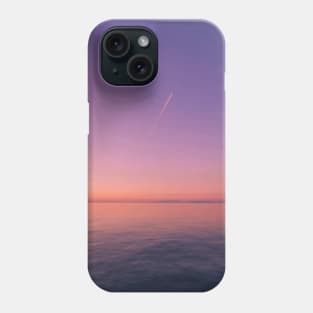 Blue, purple and pink sunset with the plane Phone Case