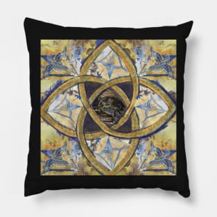 Golden Sagittarius Mandala Pillow