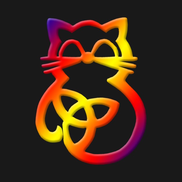 Rainbow Trinity Knot Celtic Cat by Atteestude