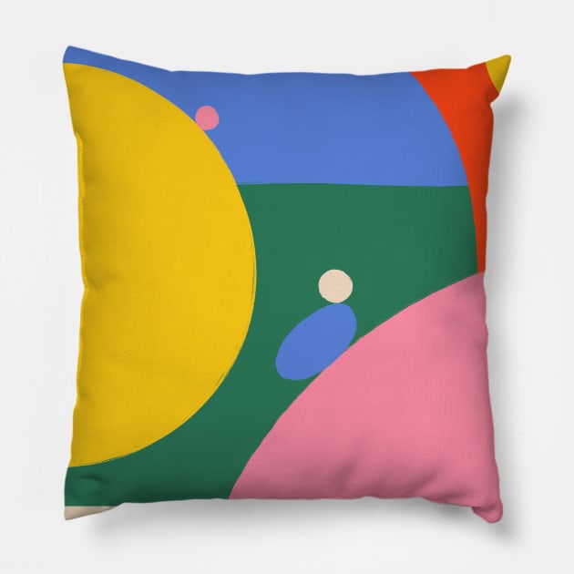 Abstract Colorful Organic Shapes Pattern Pillow by Trippycollage