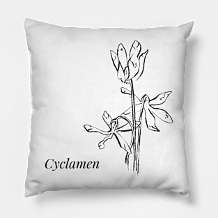 Cyclamen - line drawing Pillow