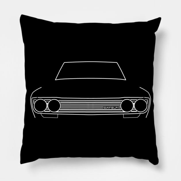 Datsun 510 classic car white outline graphic Pillow by soitwouldseem