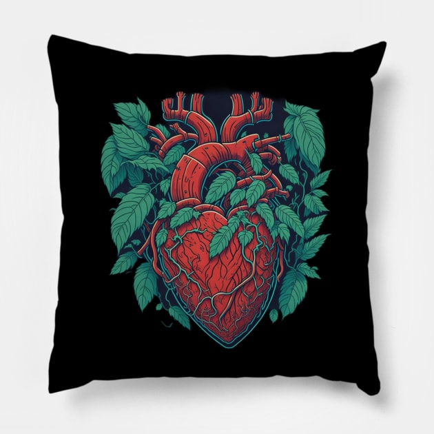 anatomical heart with hops Pillow by lkn