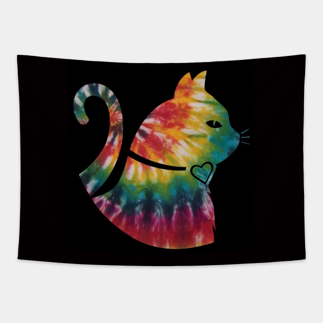 tie-dye cat face Tapestry by SpotterArt