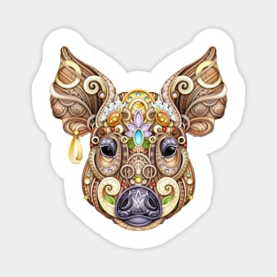 Ornate Decorative Boar, Wild Animal Head Magnet