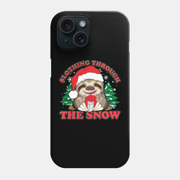 Cute Slothing Through the Snow Christmas Sloth Phone Case by theperfectpresents