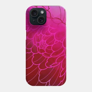 red and pink peony flower art Phone Case