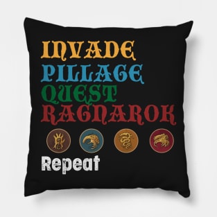 Blood Rage Invade, Pillage, Quest, Raganork, Repeat Board Game Graphic - Tabletop Gaming Pillow