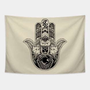 Hamsa Hand Cat Cat Tapestry