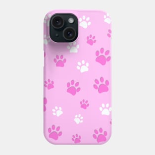 Pink paw prints pattern Phone Case