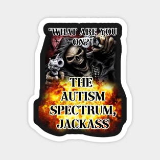 what are you on? the autism spectrum, jackass Magnet