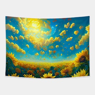 Sunflower in sky Tapestry