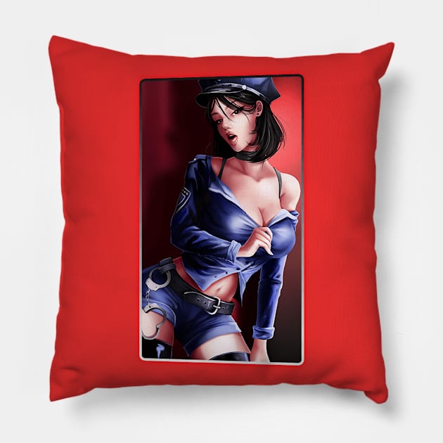 beautiful bad girl police Pillow by sarimunir