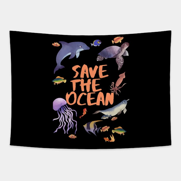 Save The Ocean, Sealife, Sea, Save The Earth, Environment Tapestry by LaurelBDesigns