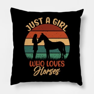 just a girl who love horse , Horseback Riding Girl Funny Horse Girl Pillow