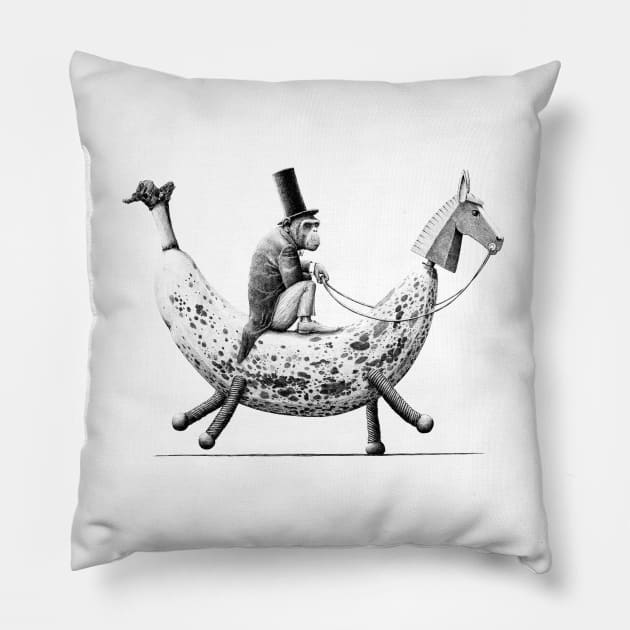 aap op banaan Pillow by RedmerHoekstra