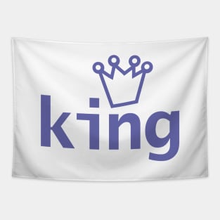Periwinkle King Crown Typography Tapestry