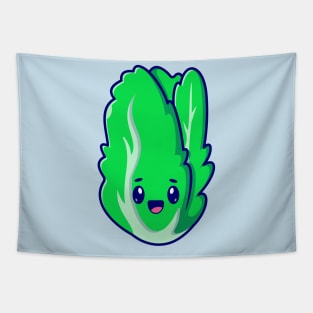 Cute Lettuce Smile Cartoon Tapestry