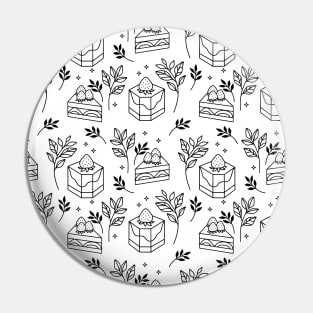 Isometric strawberry cake and leaf branch seamless pattern Pin