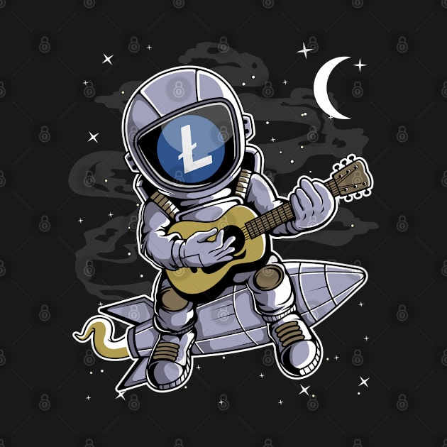 Astronaut Guitar Litecoin LTC Coin To The Moon Crypto Token Cryptocurrency Blockchain Wallet Birthday Gift For Men Women Kids by Thingking About