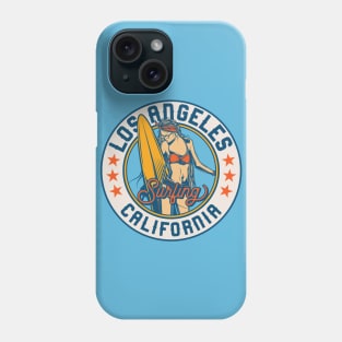 Vintage Surfing Badge for Los Angeles, California Phone Case