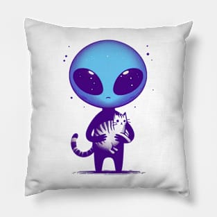 Alien holding cat funny Pillow