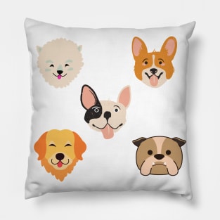 colorful dog faces design Pillow