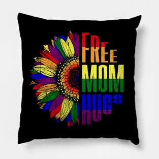 Free Mom Hugs Gay LGBT Pride Month Rainbow Flag Pillow