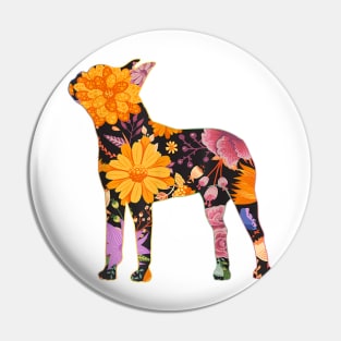 Boston Terrier Vintage Flower Pattern Pin