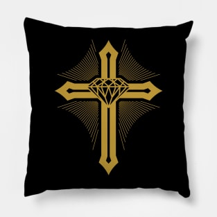 The cross of Christ and the diamond heart Pillow