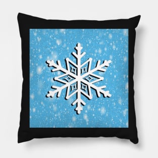 Snowflake on Teal Blizzard Background Snow Lover Home Decor & Gifts Winter Pillow