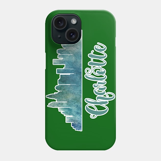 Charlotte North Carolina Skyline Watercolor Phone Case by charlescheshire