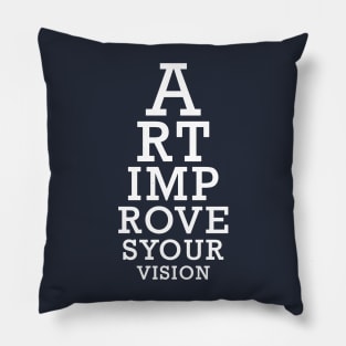 Art Improves Your Vision Eyechart in White Pillow