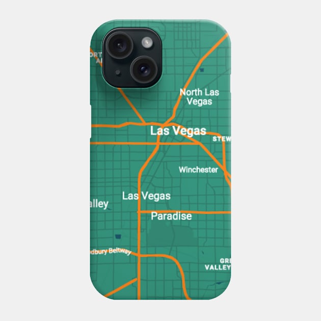 Las vegas green map Phone Case by Mapmania