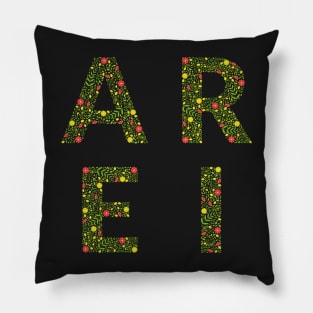 Green Floral Monogram Pillow